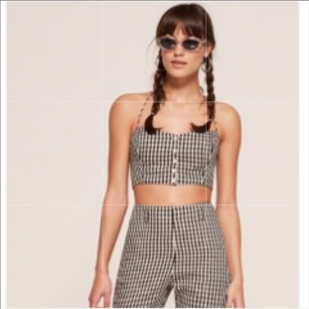 Reformation black and white gingham two piece set